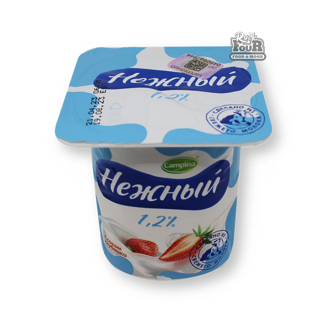 Յոգուրտային արտադրանք «Нежный» ելակի հյութով 1.2% 100գ